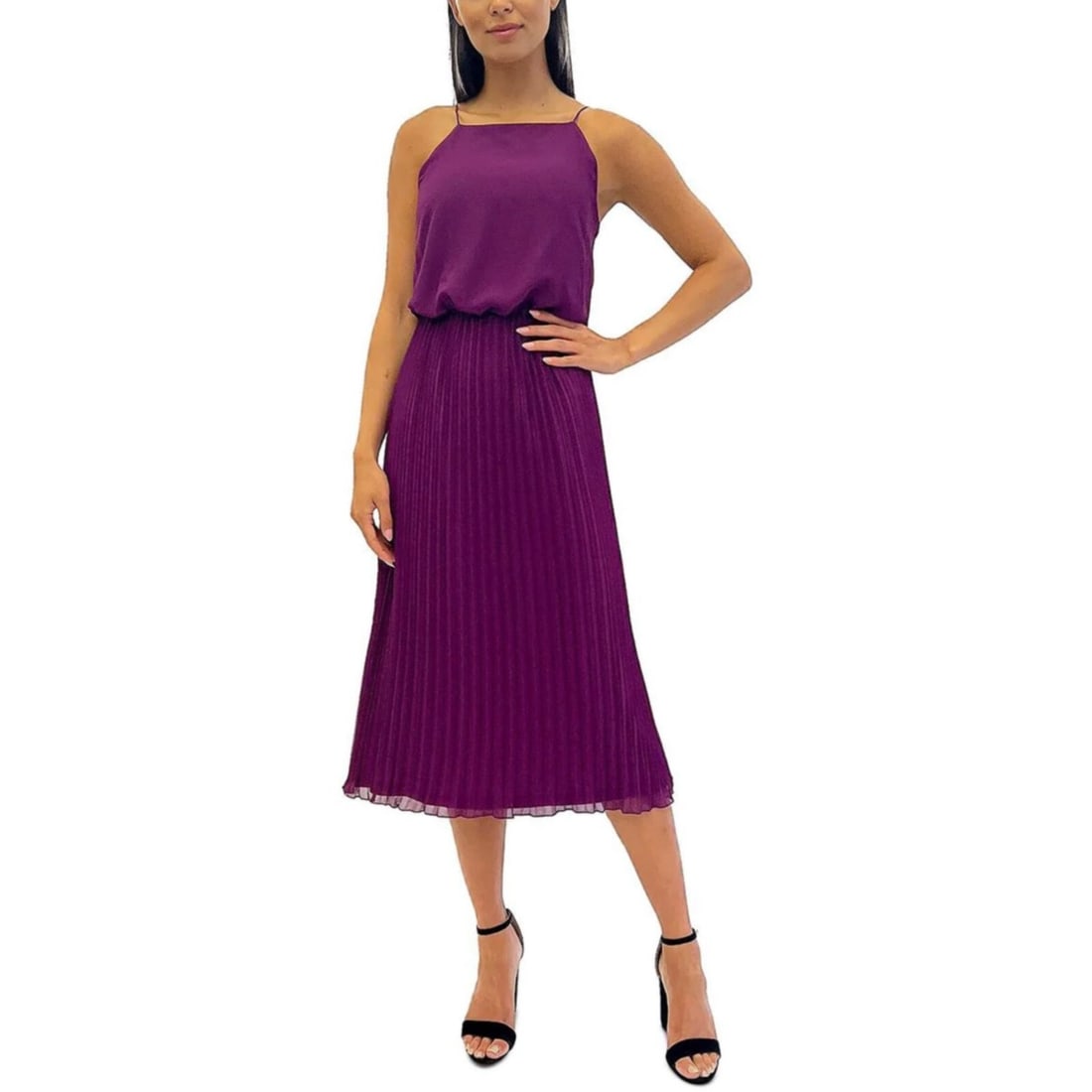 Sam Edelman Plisse Sleeveless Midi Dress Purple 10 (1 of 2)