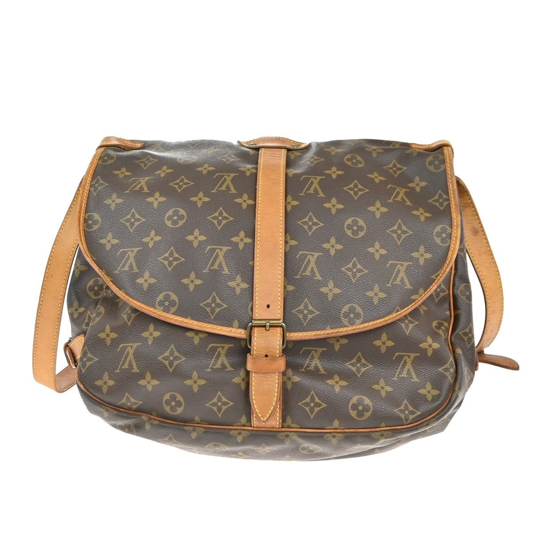 Monogram Canvas Saumur Shoulder Bag by Louis Vuitton: Monogram Canvas Saumur Shoulder Bag by Louis Vuitton This Louis Vuitton Saumur handbag features the iconic monogram canvas with leather accents. Designed for women, it comes in a classic brown color a