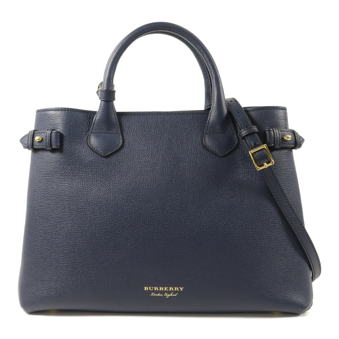 Burberry Banner House Navy Calfskin 2 Way Shoulder Bag GHW: Burberry Banner House Navy Calfskin 2 Way Shoulder Bag GHW This Burberry The Banner House 2-way shoulder bag is crafted from premium calfskin leather in a sophisticated navy color with brown accents. 