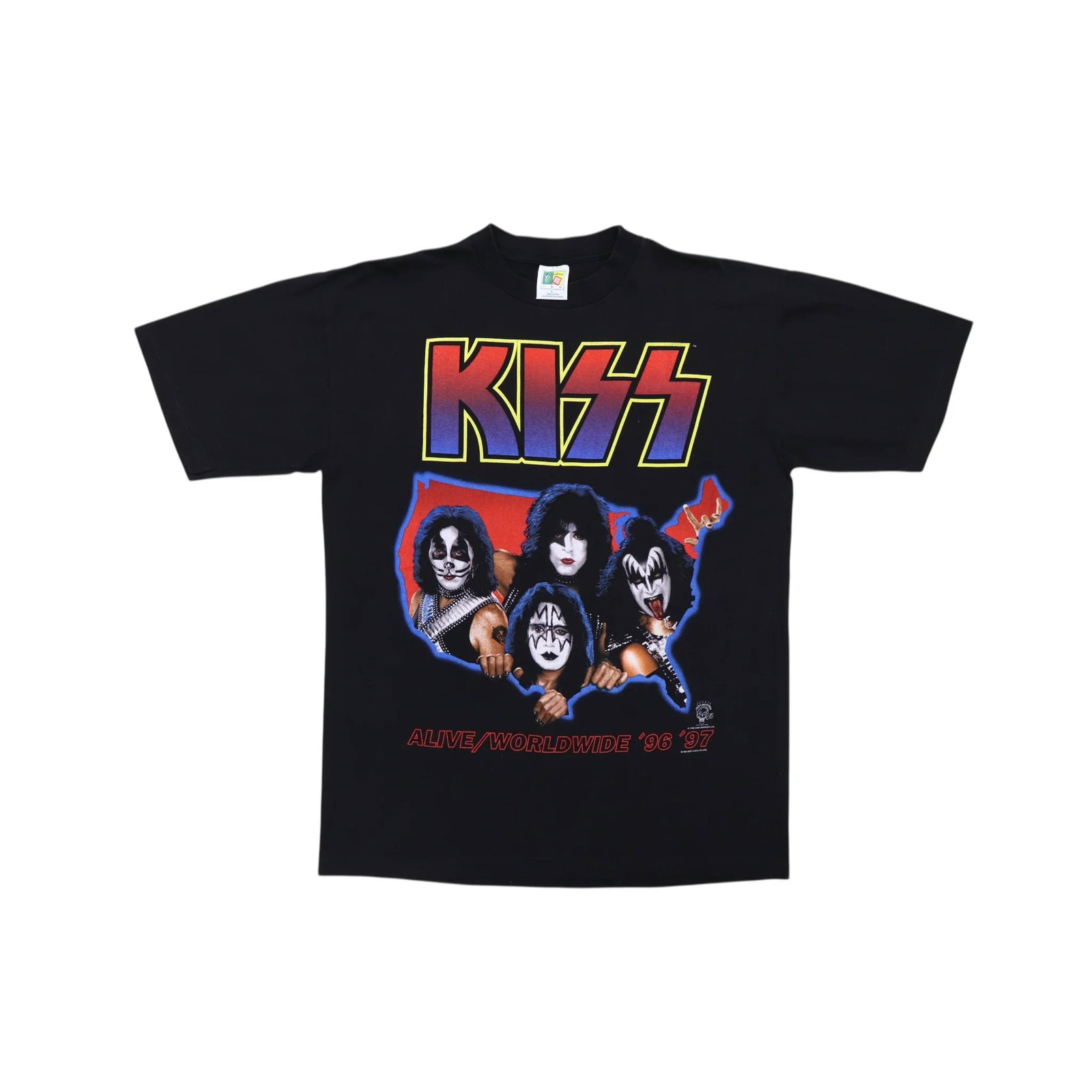 1996 Vintage Black Cotton Kiss Alive Worldwide Tour Shirt Large (1 of 5)