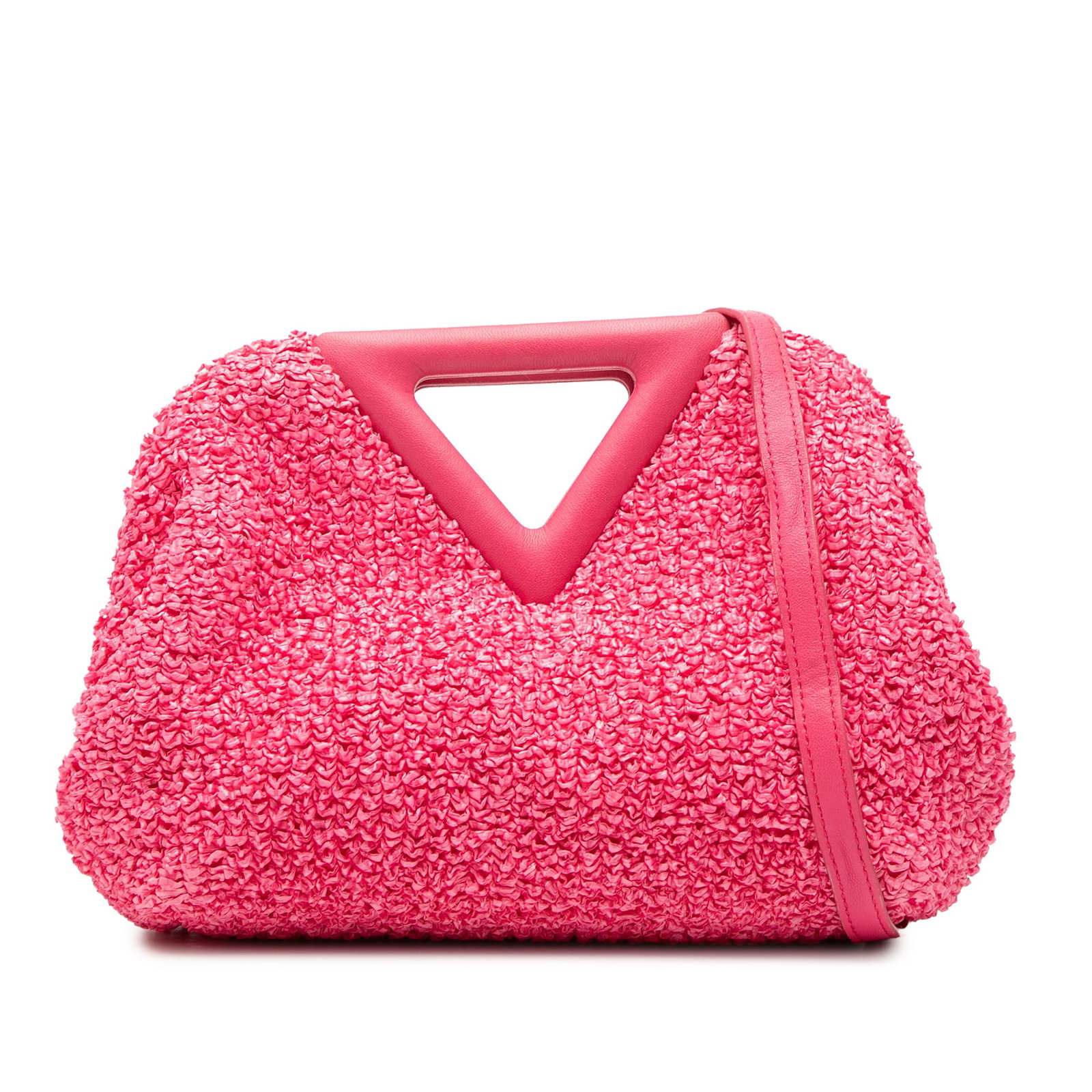 Small Pink Boucle Raffia The Point Triangle Bag by Bottega Veneta (1 of 8)
