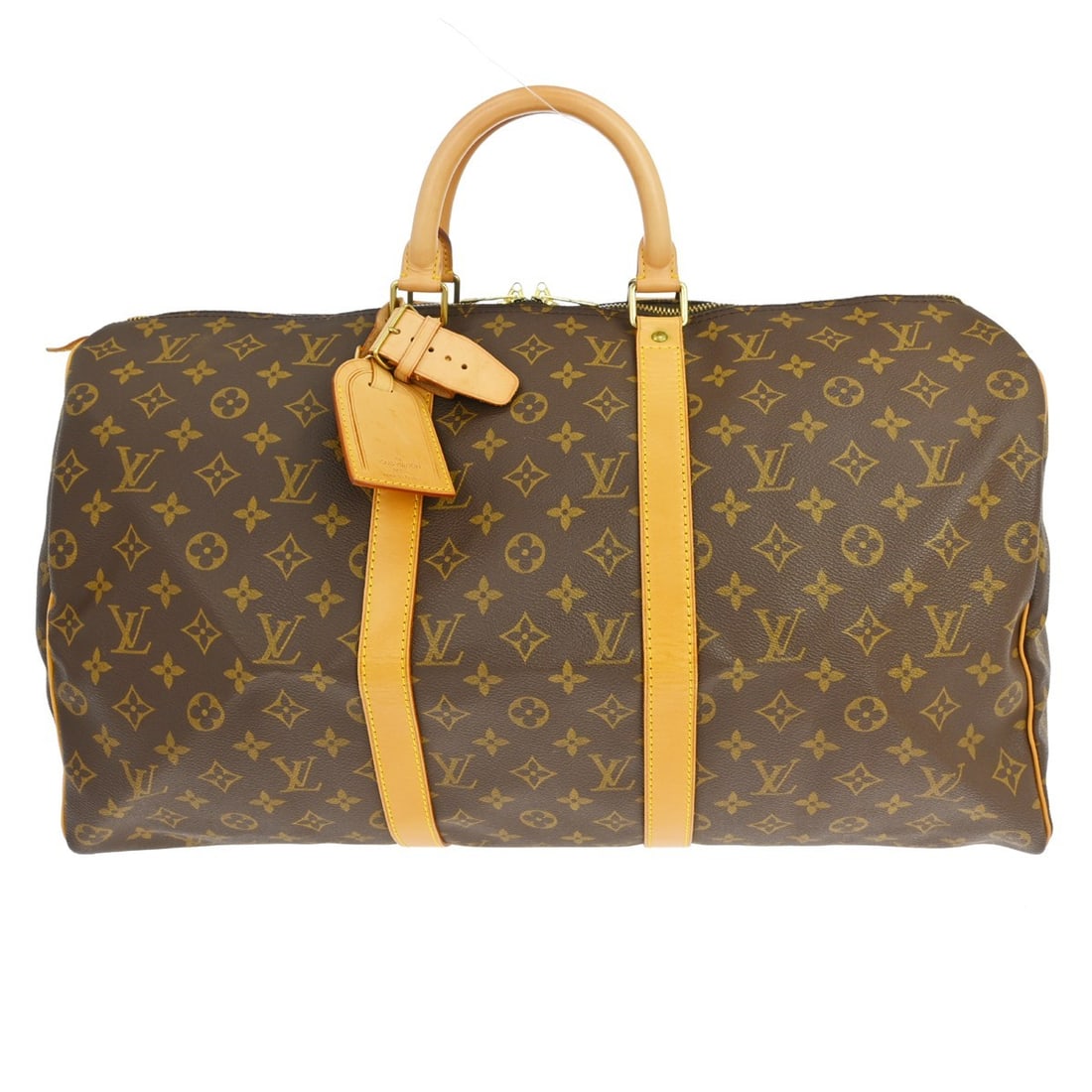 Keepall Unisex Travel Bag in Monogram Canvas by Louis Vuitton: Keepall Unisex Travel Bag in Monogram Canvas by Louis Vuitton The Louis Vuitton Keepall Bag in Monogram Canvas is a classic unisex travel bag crafted in brown canvas with leather accents. This vintage