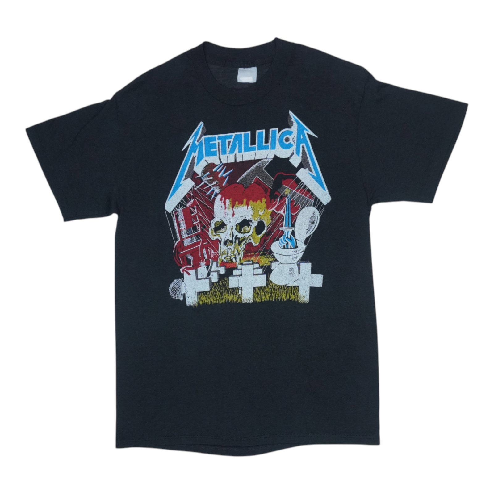 Vintage 1980s Metallica Garage Days Black Poly Cotton Band Shirt: Vintage 1980s Metallica Garage Days Black Poly Cotton Band Shirt This is an original vintage 1980s Metallica Garage Days shirt featuring both front and back graphics. The shirt is made from a 50/50 po