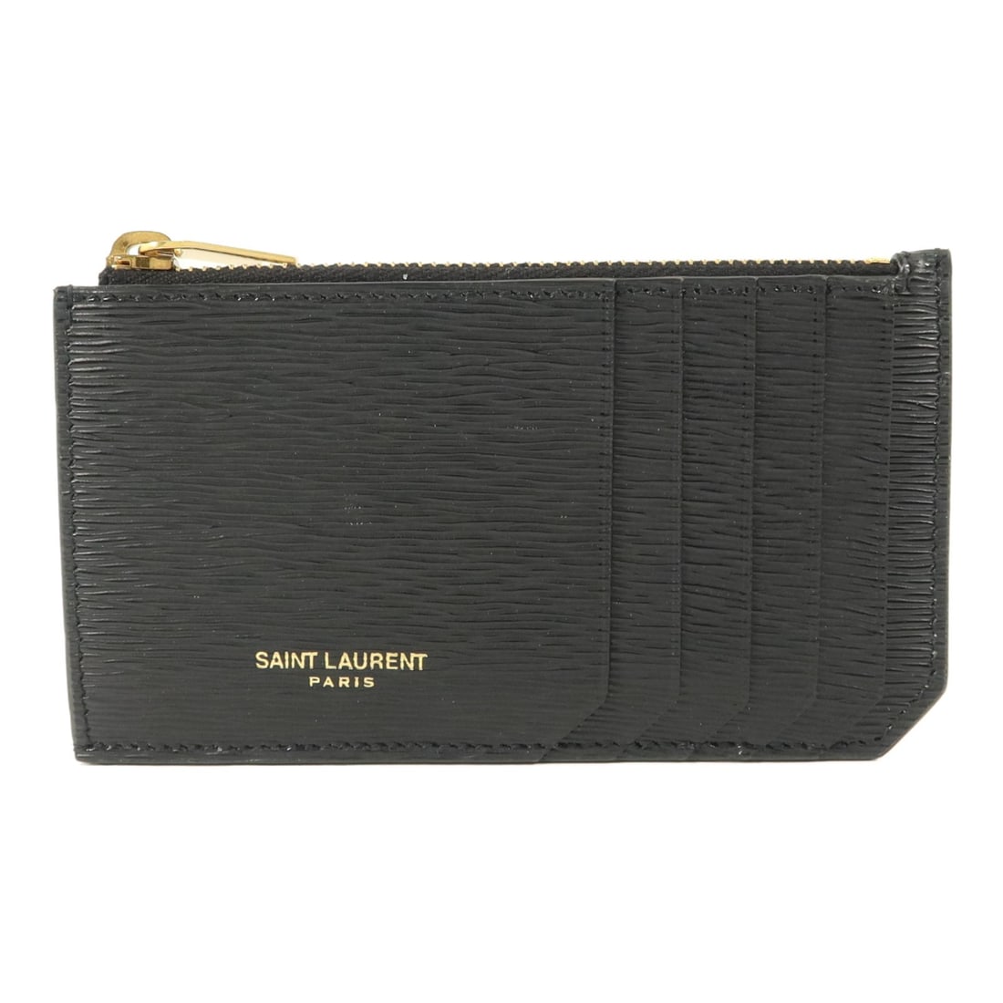Saint Laurent YSL black calfskin zipped card holder: Saint Laurent YSL black calfskin zipped card holder This Saint Laurent card case is crafted from black calfskin leather and features a zippered design. Suitable for both men and women, it offers a sle