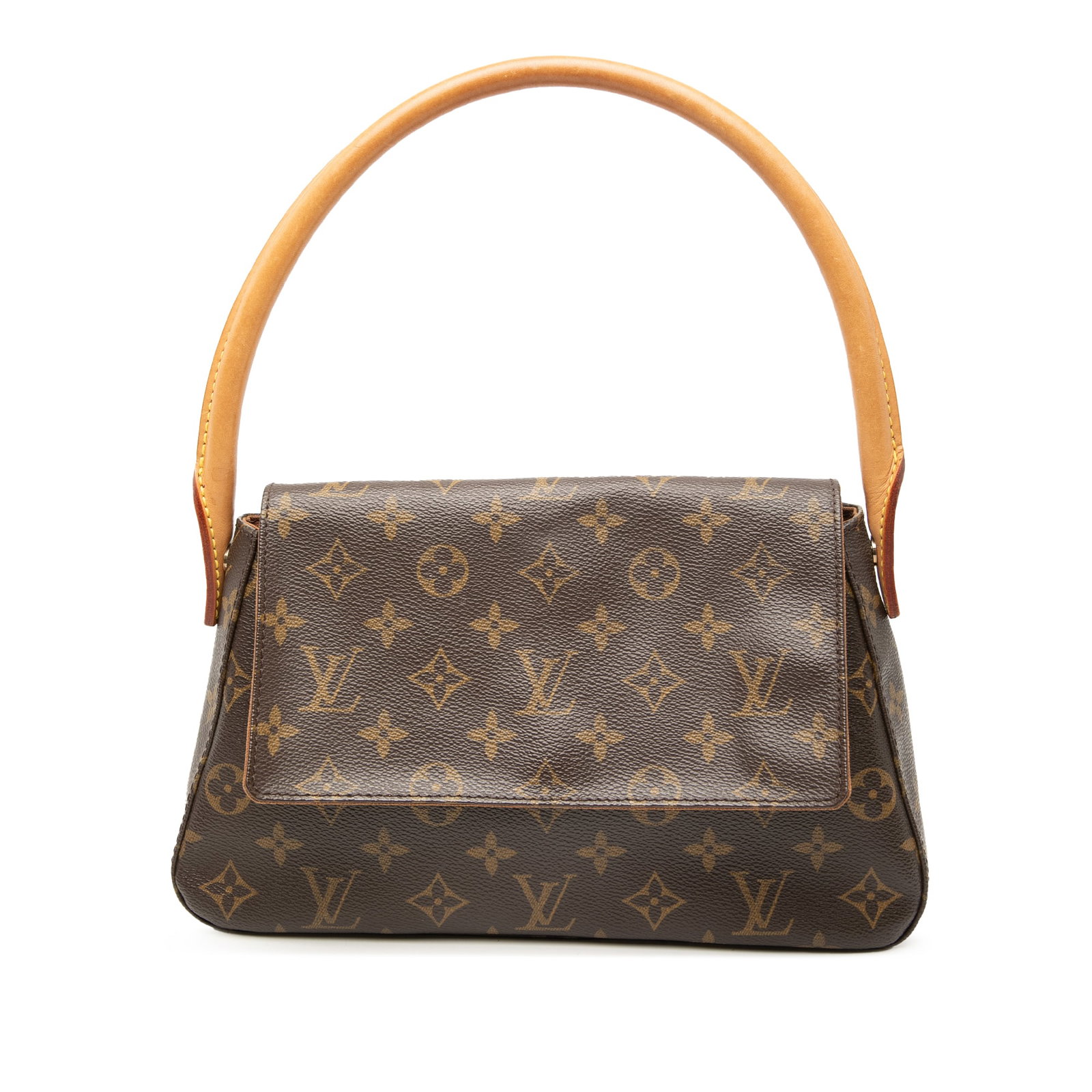 Louis Vuitton Mini Looping Bag Monogram Canvas With Leather Handle: Louis Vuitton Mini Looping Bag Monogram Canvas With Leather Handle The Louis Vuitton Monogram Mini Looping bag features a classic monogram canvas body, a rolled vachetta leather handle, a flap with ma