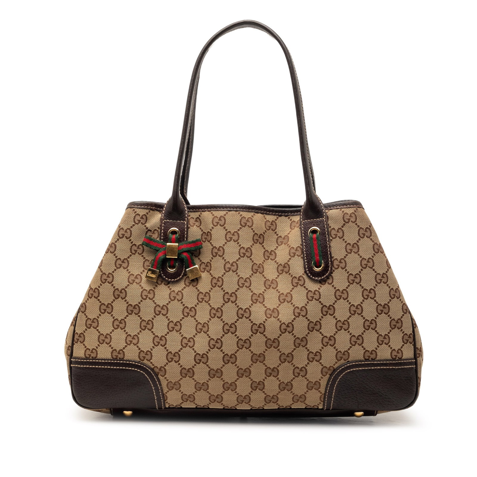 Gucci Princy Beige Canvas Tote with Leather Trim and Open Top: Gucci Princy Beige Canvas Tote with Leather Trim and Open Top This Gucci GG Canvas Princy Tote features a beige canvas body with leather trim, rolled leather handles, an open top, and interior zip and