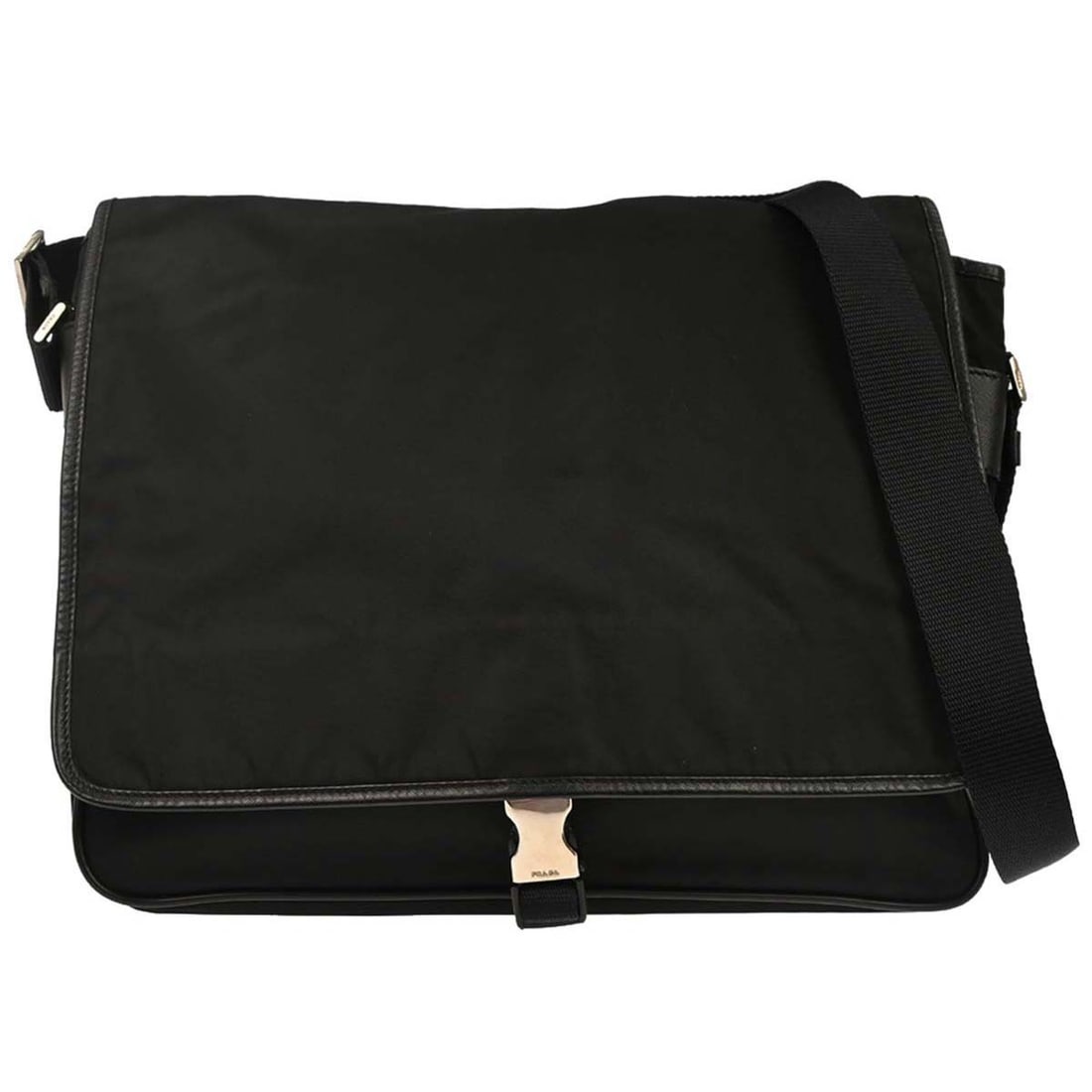 Prada Medium Black Nylon and Leather Women's Shoulder Bag V158 7: Prada Medium Black Nylon and Leather Women's Shoulder Bag V158 7 This Prada shoulder bag features a medium-sized silhouette crafted from black nylon with leather accents. Designed for women, the bag c