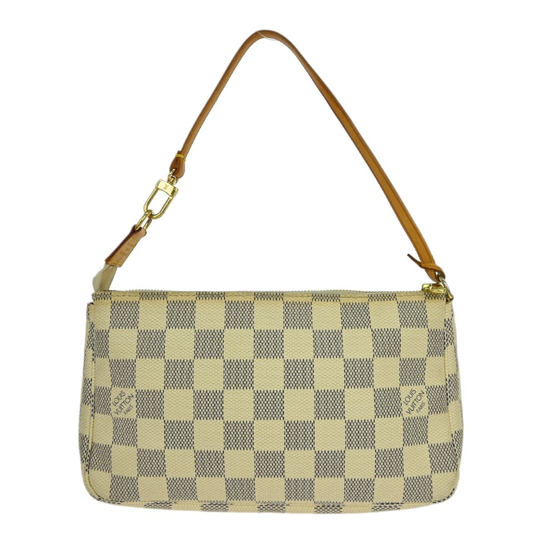 Louis Vuitton Damier Azur Mini Pochette Accessoires Chain Strap Handbag: Louis Vuitton Damier Azur Mini Pochette Accessoires Chain Strap Handbag This Louis Vuitton Mini Pochette Accessoires is crafted in Damier Azur canvas leather and features the iconic Louis Vuitton logo