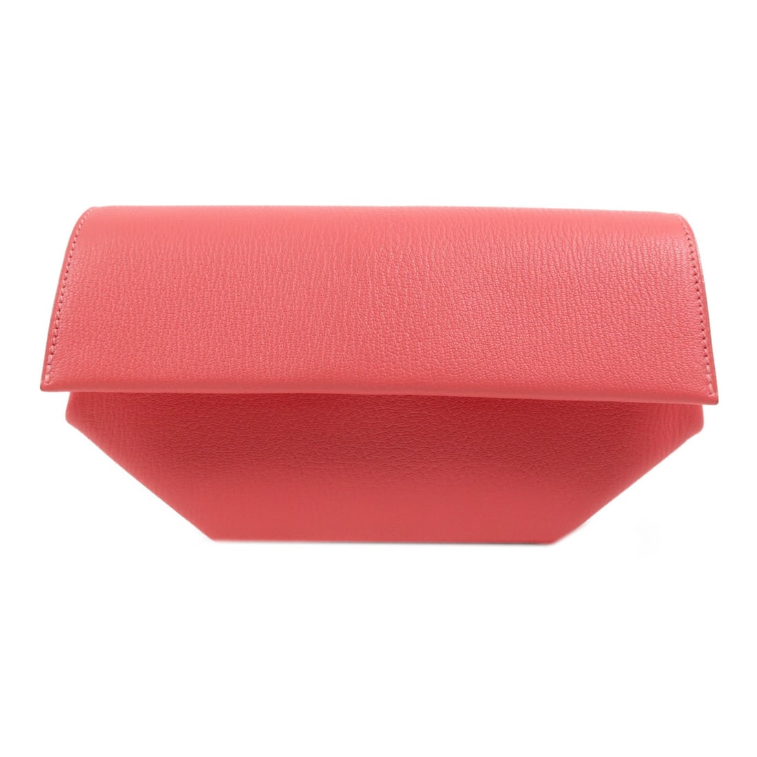 HERMES Opli Clutch Pink Goatskin Leather with PHW: HERMES Opli Clutch Pink Goatskin Leather with PHW Introducing the HERMES Opli Clutch, meticulously crafted from high-quality goatskin leather in a vibrant rose lipstick pink. This elegant clutch featu
