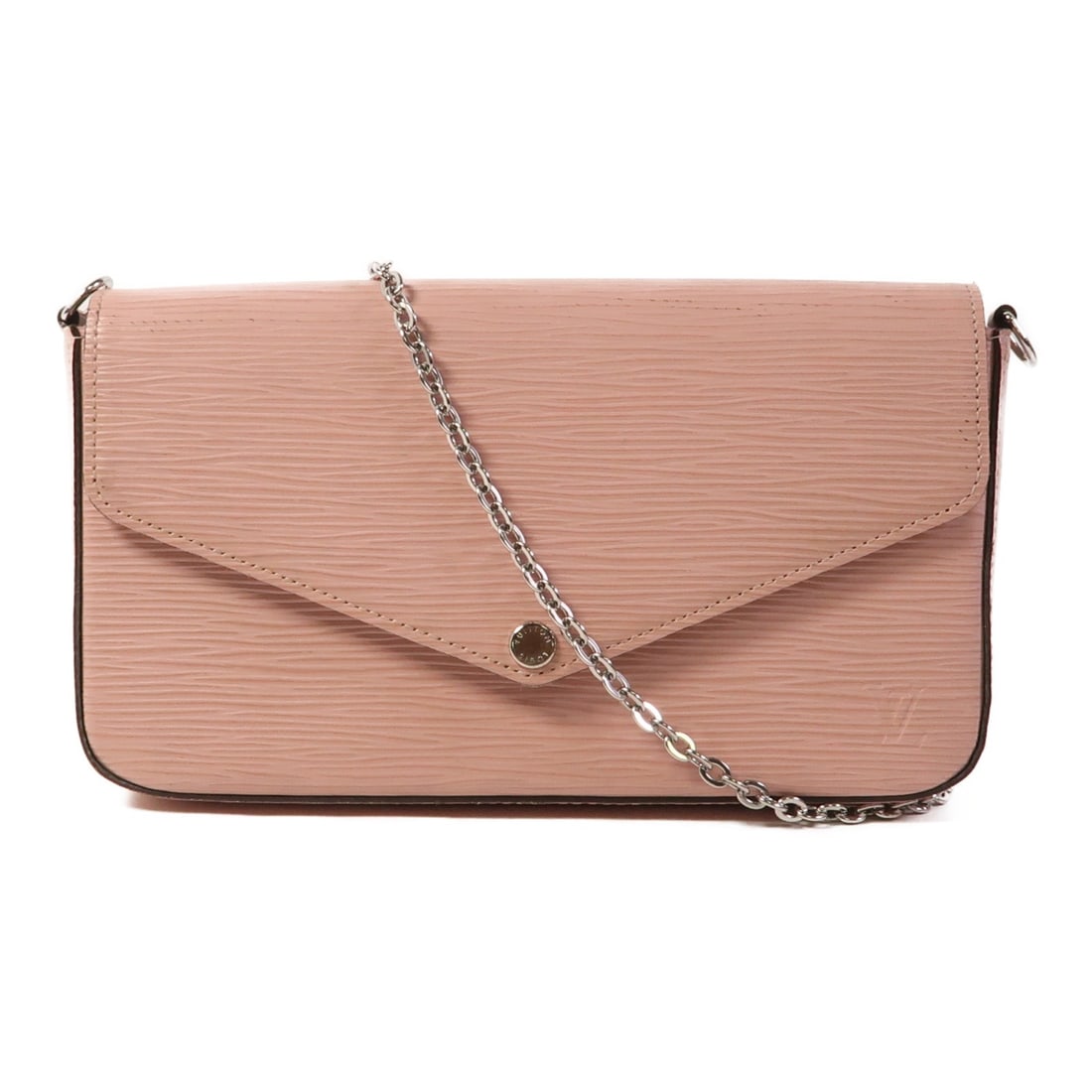 LOUIS VUITTON Pochette Felissie M62467 Pink Epi Chain Shoulder Bag: LOUIS VUITTON Pochette Felissie M62467 Pink Epi Chain Shoulder Bag Introducing the Louis Vuitton Pochette Felissie M62467, a chic shoulder bag crafted from luxurious calfskin in a stunning pink hue. T