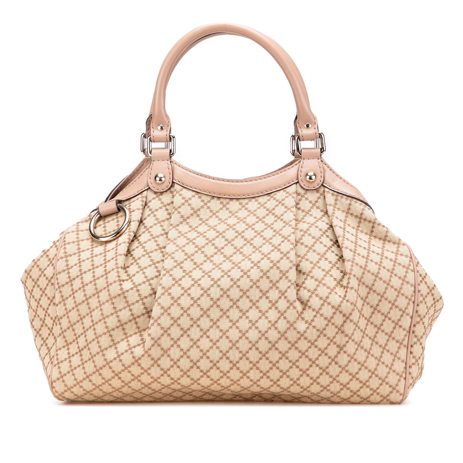 Gucci Medium Diamante Canvas Sukey Tote Brown Fabric Bag: Gucci Medium Diamante Canvas Sukey Tote Brown Fabric Bag This Gucci Medium Diamante Canvas Sukey Tote is a stylish and functional accessory crafted from durable canvas with luxurious leather trim. It 
