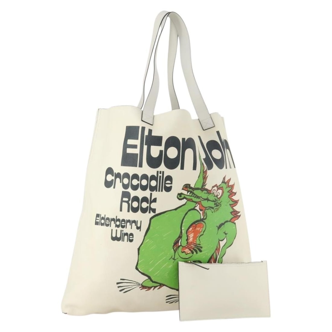 White Leather Tote Gucci Elton John Capsule Collection with Dust Bag: White Leather Tote Gucci Elton John Capsule Collection with Dust Bag This GUCCI Elton John Capsule Collection tote bag features a white leather exterior and is part of product line 512982. Designed fo