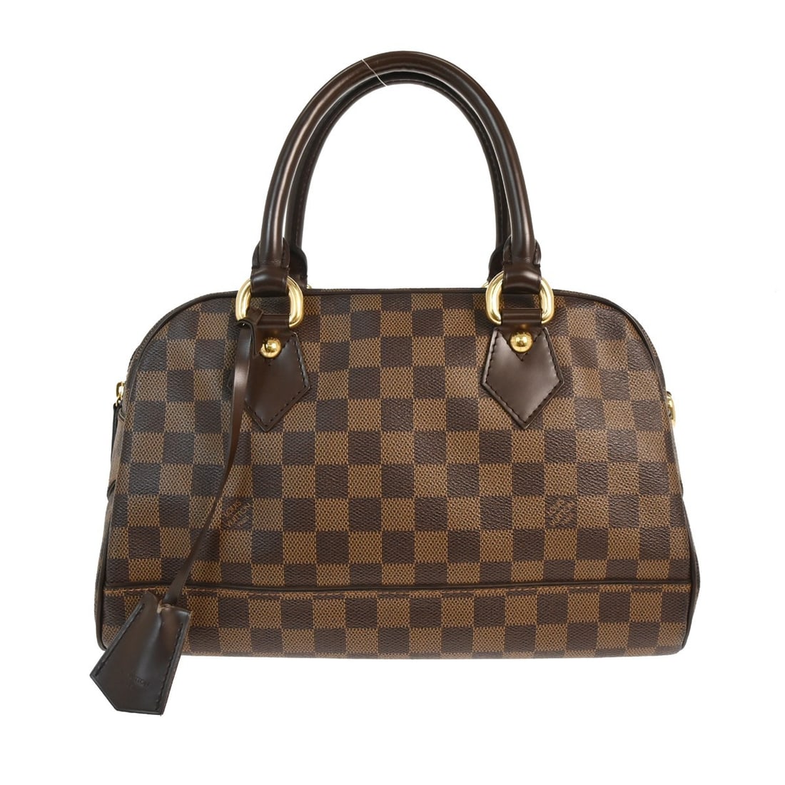 Louis Vuitton Duomo Medium Brown Damier Ebene Canvas Double Handle Bag: Louis Vuitton Duomo Medium Brown Damier Ebene Canvas Double Handle Bag The Louis Vuitton Duomo handbag features the iconic Damier Ebene pattern in brown and is crafted from Damier canvas and leather. 