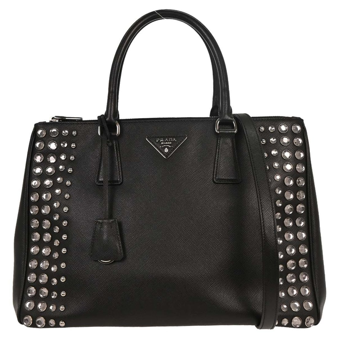 Prada Black Leather Galleria Double Zip Tote Handbag (1 of 10)