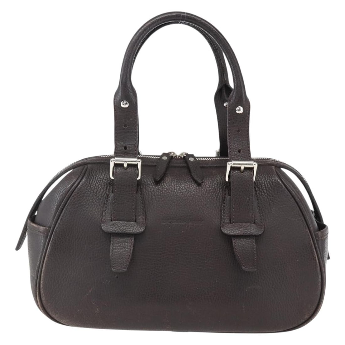Brown Leather Vintage Burberry Handbag for Women: Brown Leather Vintage Burberry Handbag for Women This Burberry vintage handbag is crafted from brown leather and designed for women. The bag shows signs of wear, including surface rubbing, minor stain