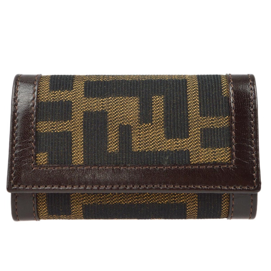 Vintage Fendi Zucca Canvas Key Holder with Six Hooks Brown: Vintage Fendi Zucca Canvas Key Holder with Six Hooks Brown This Fendi key case features the iconic brown Zucca canvas design and is accented with a button logo. Made in Italy, this vintage accessory o
