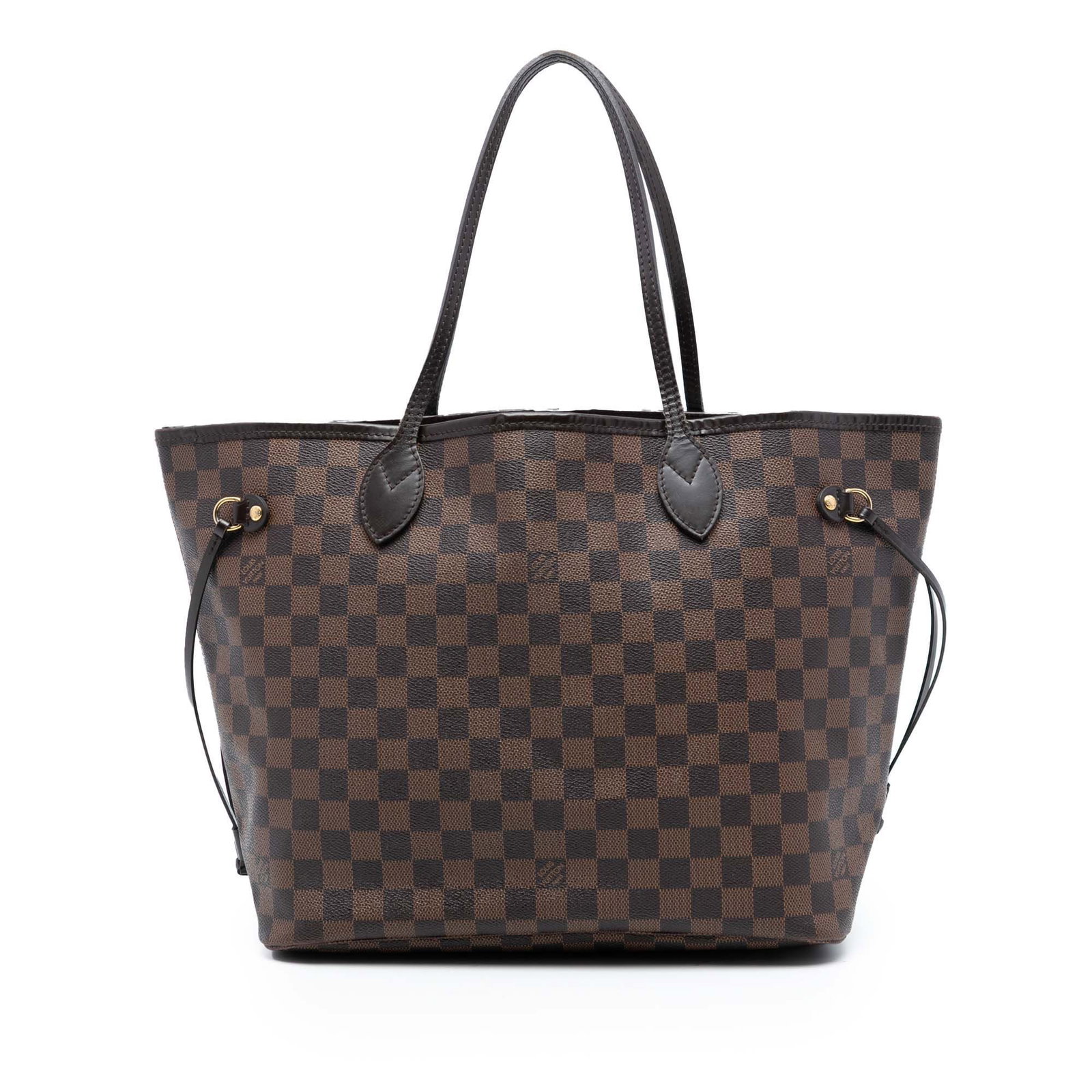 Louis Vuitton Neverfull MM Shoulder Tote in Damier Ebene Canvas: Louis Vuitton Neverfull MM Shoulder Tote in Damier Ebene Canvas This Louis Vuitton Damier Ebene Neverfull MM features a damier canvas body with leather trim, flat leather shoulder straps, an open top 