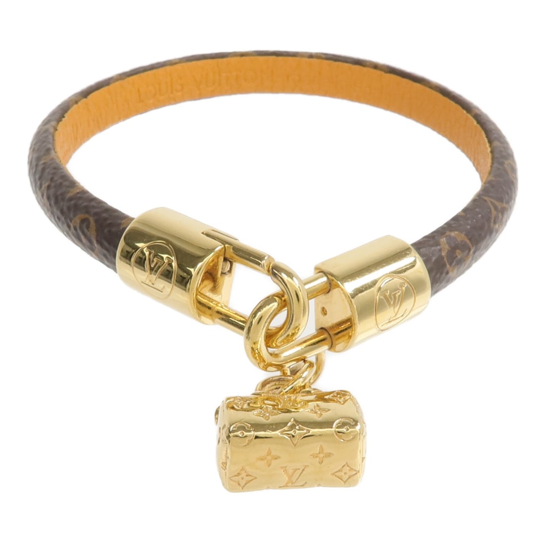 Louis Vuitton Monogram Speedy Bracelet Brown PVC Coated Canvas: Louis Vuitton Monogram Speedy Bracelet Brown PVC Coated Canvas This Louis Vuitton Speedy bracelet features the iconic monogram design in brown PVC coated canvas. Crafted in France, this women's bracel