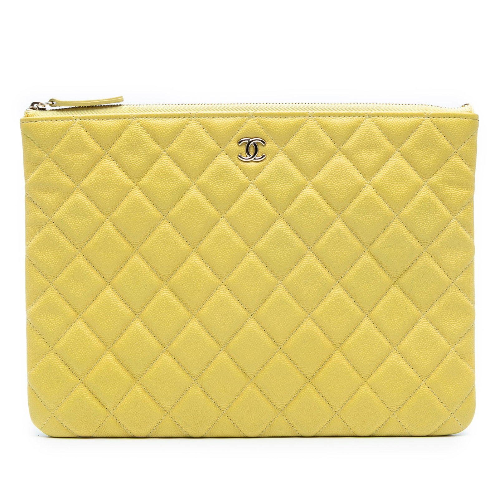 Chanel Medium Quilted Caviar O Case Clutch Yellow Leather (1 of 8)