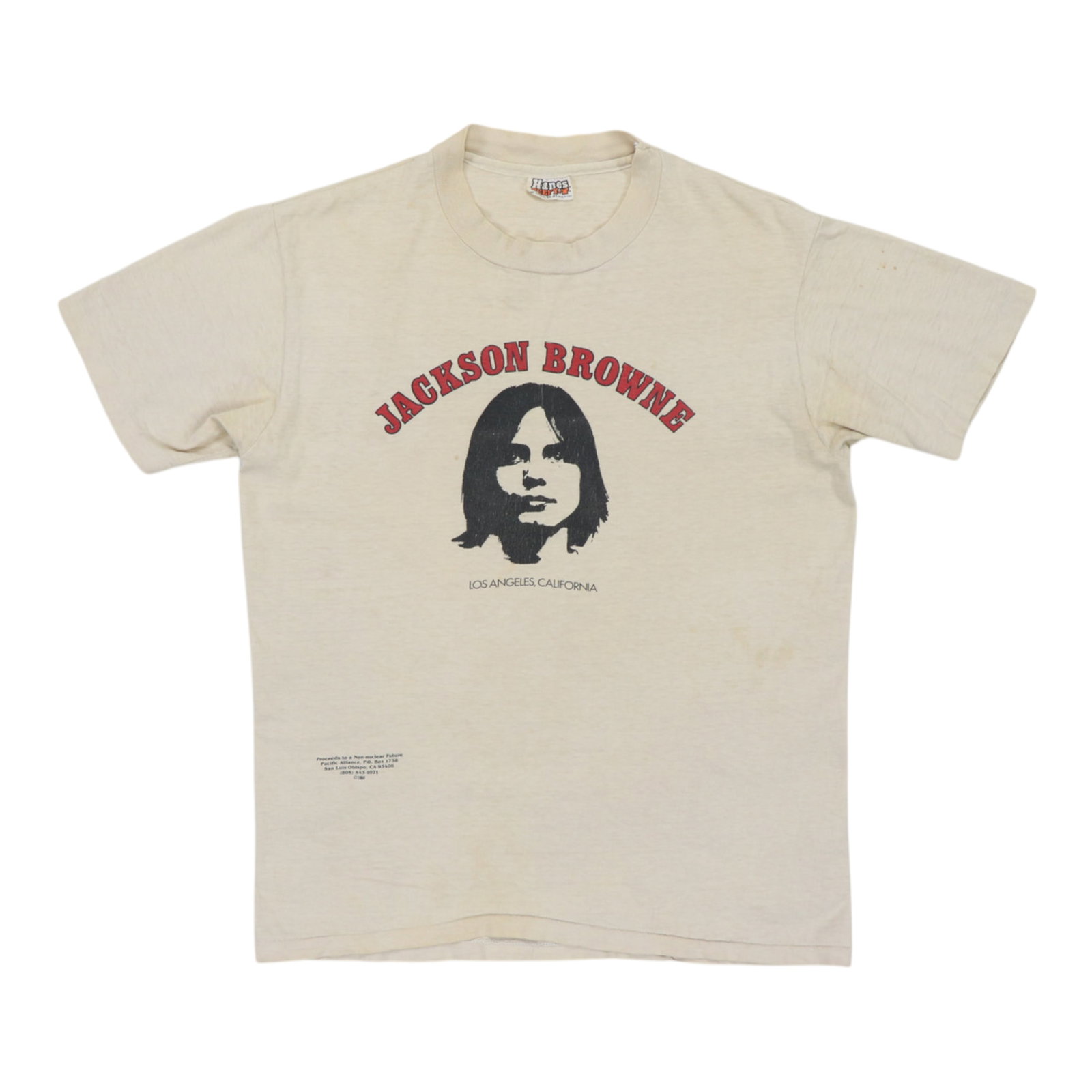 Vintage 1980 Jackson Browne Tan Cotton Concert Shirt Large (1 of 10)
