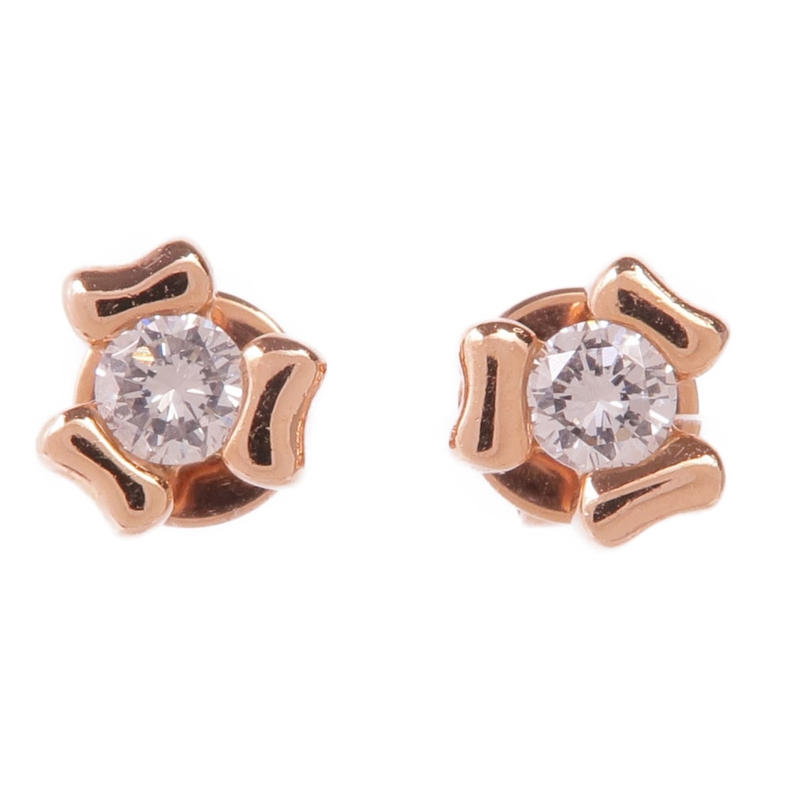 JEWELRY K18PG Rose Gold Diamond Pierced Earrings (1 of 8)