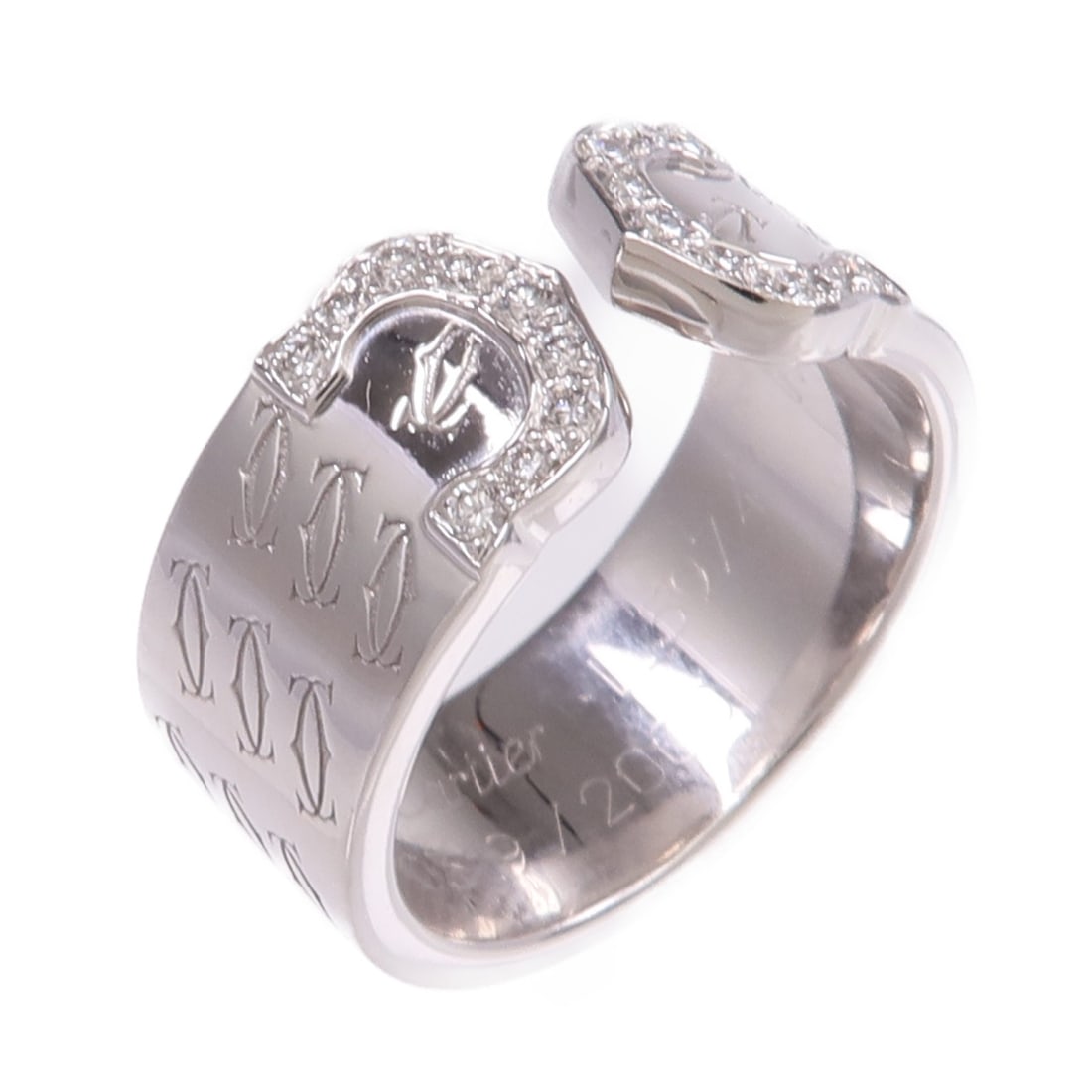 Cartier C2 Diamond Band 18K White Gold Size 5.75: Cartier C2 Diamond Band 18K White Gold Size 5.75 This Cartier C2 ring is crafted from 18K white gold and features sparkling diamonds. Sized at US 5.75, it showcases the signature C2 design. Made in Fr