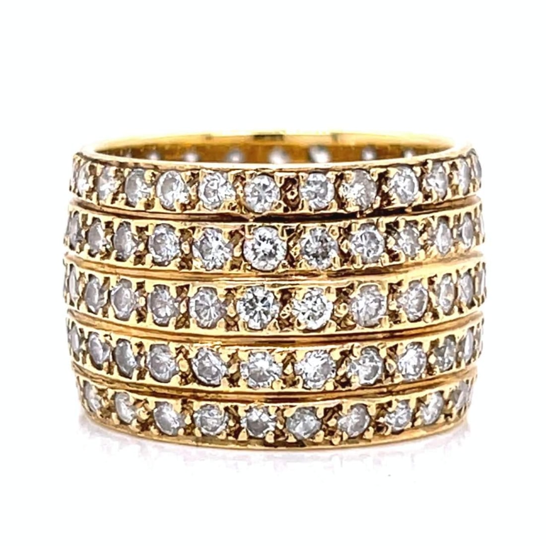 18K Yellow Gold 3.75 Ct Diamond Ring with 125 Diamonds: 18K Yellow Gold 3.75 Ct Diamond Ring with 125 Diamonds This exquisite 18K yellow gold ring features a stunning collection of 125 diamonds, with a total weight of approximately 3.75 carats. The diamond