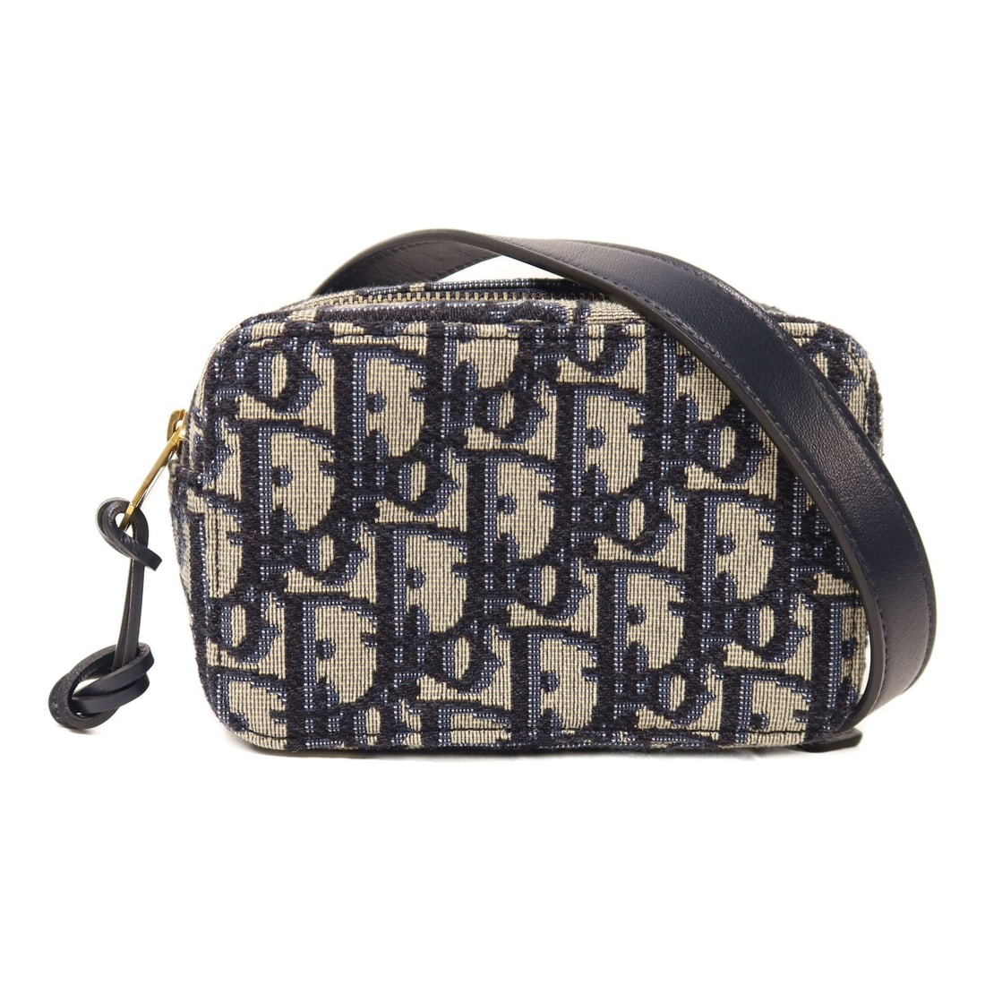 Dior Oblique Blue Canvas Belt Bag with Gold Hardware: Dior Oblique Blue Canvas Belt Bag with Gold Hardware This Christian Dior Oblique waist bag features blue and beige canvas with gold-tone hardware. Designed as a versatile waist or body bag, it offers 