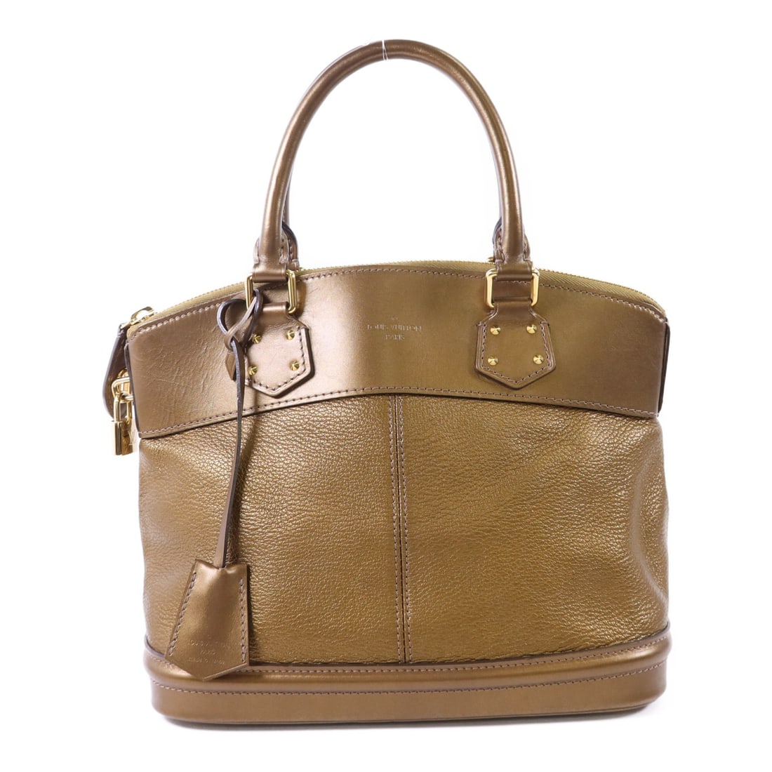Louis Vuitton Lockit PM Suhali Gold Goatskin Handbag with Gold Tone Hardware: Louis Vuitton Lockit PM Suhali Gold Goatskin Handbag with Gold Tone Hardware This Louis Vuitton Lockit PM handbag from the Suhali collection is crafted from luxurious goatskin leather in a striking go