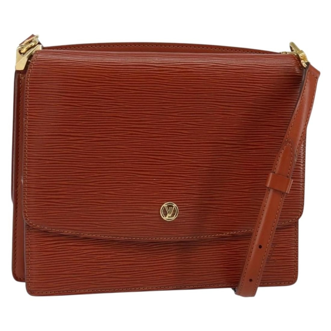 Grenelle Brown Epi Leather Shoulder Bag by Louis Vuitton: Grenelle Brown Epi Leather Shoulder Bag by Louis Vuitton The Louis Vuitton Grenelle Shoulder Bag in brown Epi leather is a sophisticated accessory designed for women. This pre-owned bag is in good con