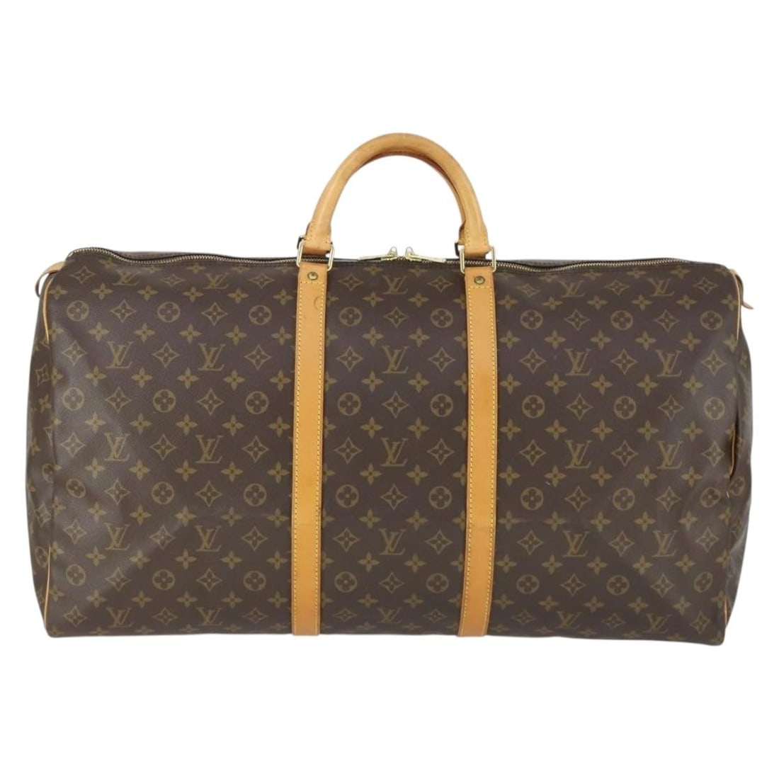 Louis Vuitton Monogram Canvas Keepall Travel Bag 60cm: Louis Vuitton Monogram Canvas Keepall Travel Bag 60cm Louis Vuitton Keepall Bag crafted from monogram canvas, designed for unisex use. This brown travel bag features leather handles and metal fittings