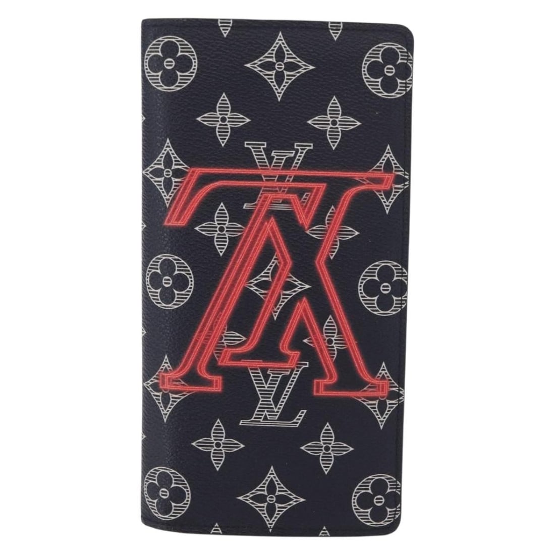 Louis Vuitton Brazza Long Bifold Canvas Wallet Navy with Comics Print: Louis Vuitton Brazza Long Bifold Canvas Wallet Navy with Comics Print This Louis Vuitton Brazza Long Bifold wallet for women features the Monogram Comics canvas in navy color. It offers a stylish and 