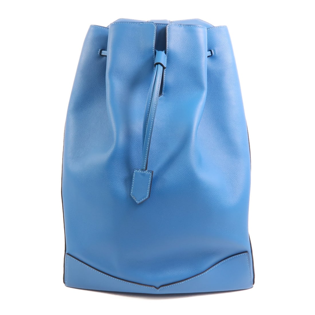 Hermes Flash Sailor Backpack in Bleu Hydra Evercolor Calfskin with Palladium Hardware: Hermes Flash Sailor Backpack in Bleu Hydra Evercolor Calfskin with Palladium Hardware This stylish Hermes Flash Sailor backpack is crafted from Evercolor calfskin leather in a striking blue shade. Des