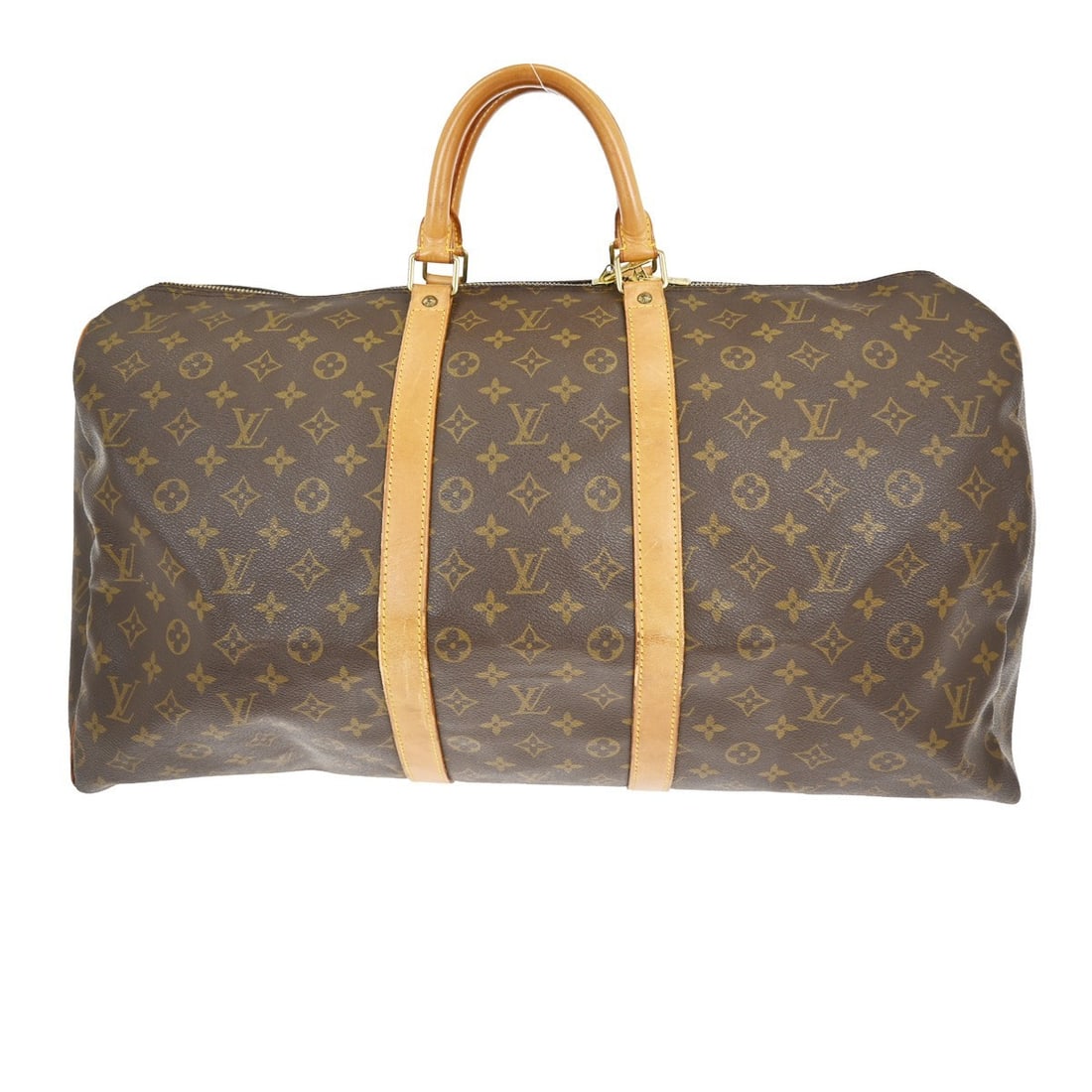 Louis Vuitton Monogram Canvas Keepall Travel Duffel Bag 55cm: Louis Vuitton Monogram Canvas Keepall Travel Duffel Bag 55cm This Louis Vuitton Keepall Bag features the iconic monogram canvas in brown. Designed for unisex use, it offers a spacious interior, making