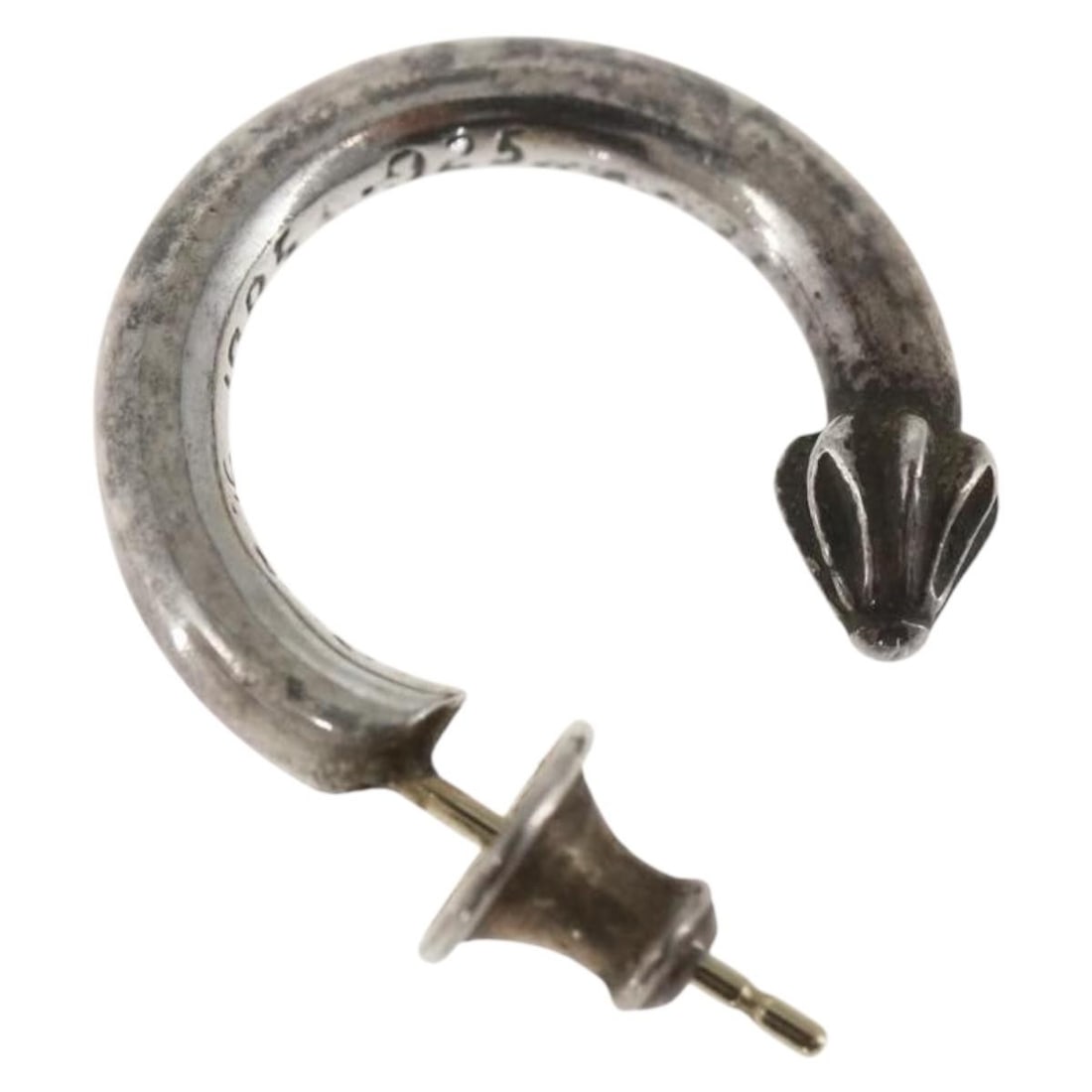 Silver Hoop Earring by Chrome Hearts Ag925: Silver Hoop Earring by Chrome Hearts Ag925 This Chrome Hearts plain hoop earring is crafted from Ag925 silver and features a classic, minimalist design. The silver earring measures approximately 20mm 