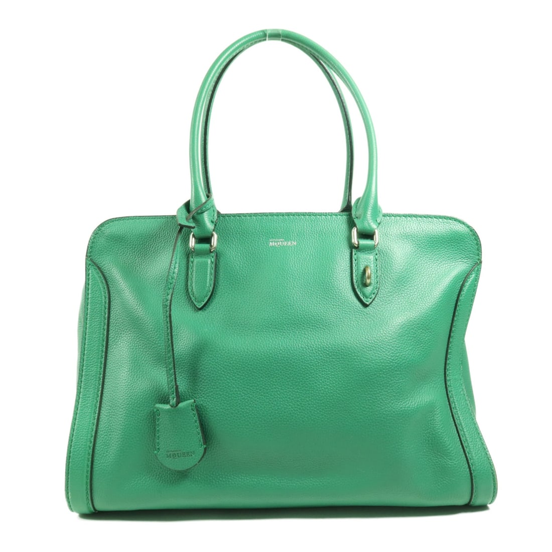 Alexander McQueen Green Calfskin Leather Shoulder Bag: Alexander McQueen Green Calfskin Leather Shoulder Bag Elevate your accessory collection with this Alexander McQueen Shoulder Bag, expertly crafted from luxurious calfskin leather in an elegant green h