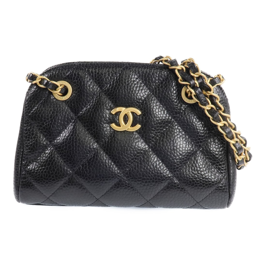 CHANEL Black Calfskin CC Bowling Shoulder Bag GHW: CHANEL Black Calfskin CC Bowling Shoulder Bag GHW This CHANEL shoulder bag features a classic CC design and is crafted from premium black calfskin leather. The bag is designed in a bowling bag style, 