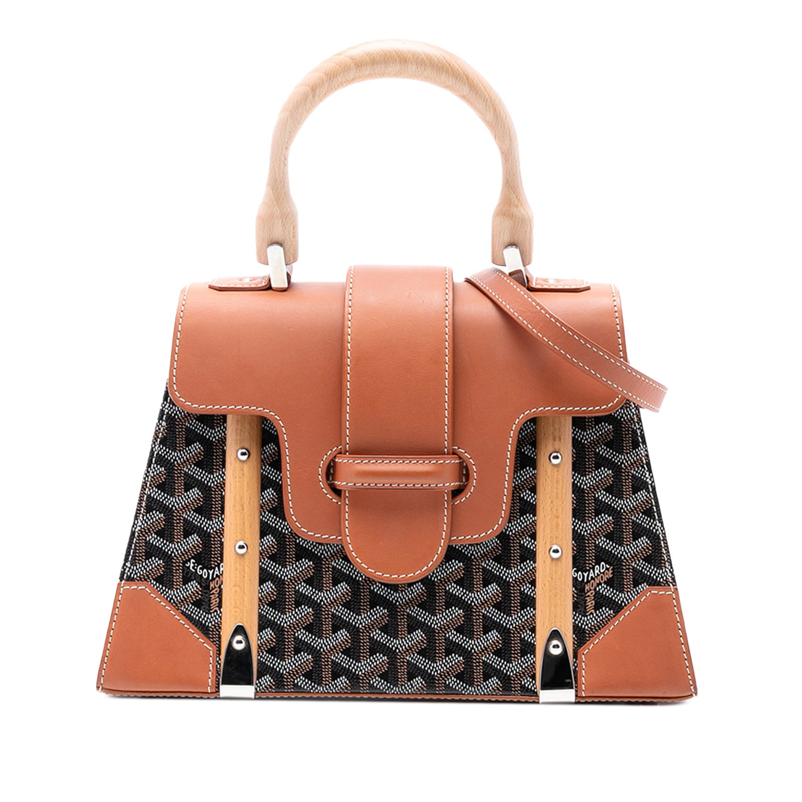 Goyard Goyardine Saigon PM Black Coated Canvas Bag: Goyard Goyardine Saigon PM Black Coated Canvas Bag Introducing the Goyardine Saigon Structured PM, a stylish and practical bag crafted from durable coated canvas with elegant leather trim. This sophis