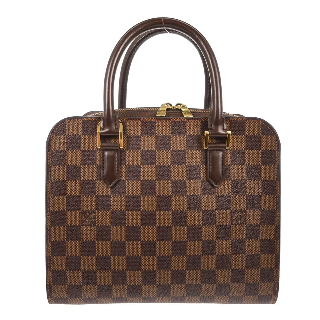 Louis Vuitton Triana Damier Ebene Canvas Satchel Medium Top Handle Bag: Louis Vuitton Triana Damier Ebene Canvas Satchel Medium Top Handle Bag This Louis Vuitton Triana handbag features the iconic Damier Ebene canvas with leather trim. Designed as a medium-sized satchel, 