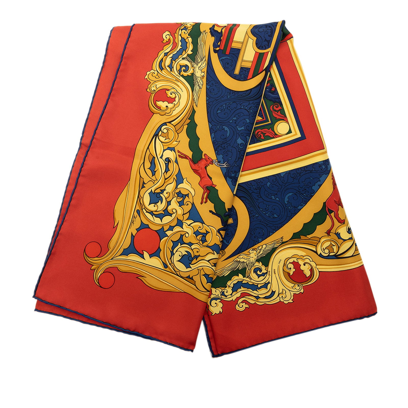 Red Animaux Solaires 100 Percent Silk Scarf by Hermes 87.5 cm: Red Animaux Solaires 100 Percent Silk Scarf by Hermes 87.5 cm This Hermes Animaux Solaires scarf features a vibrant red design with the signature Animaux Solaires print on 100% silk. Crafted in France