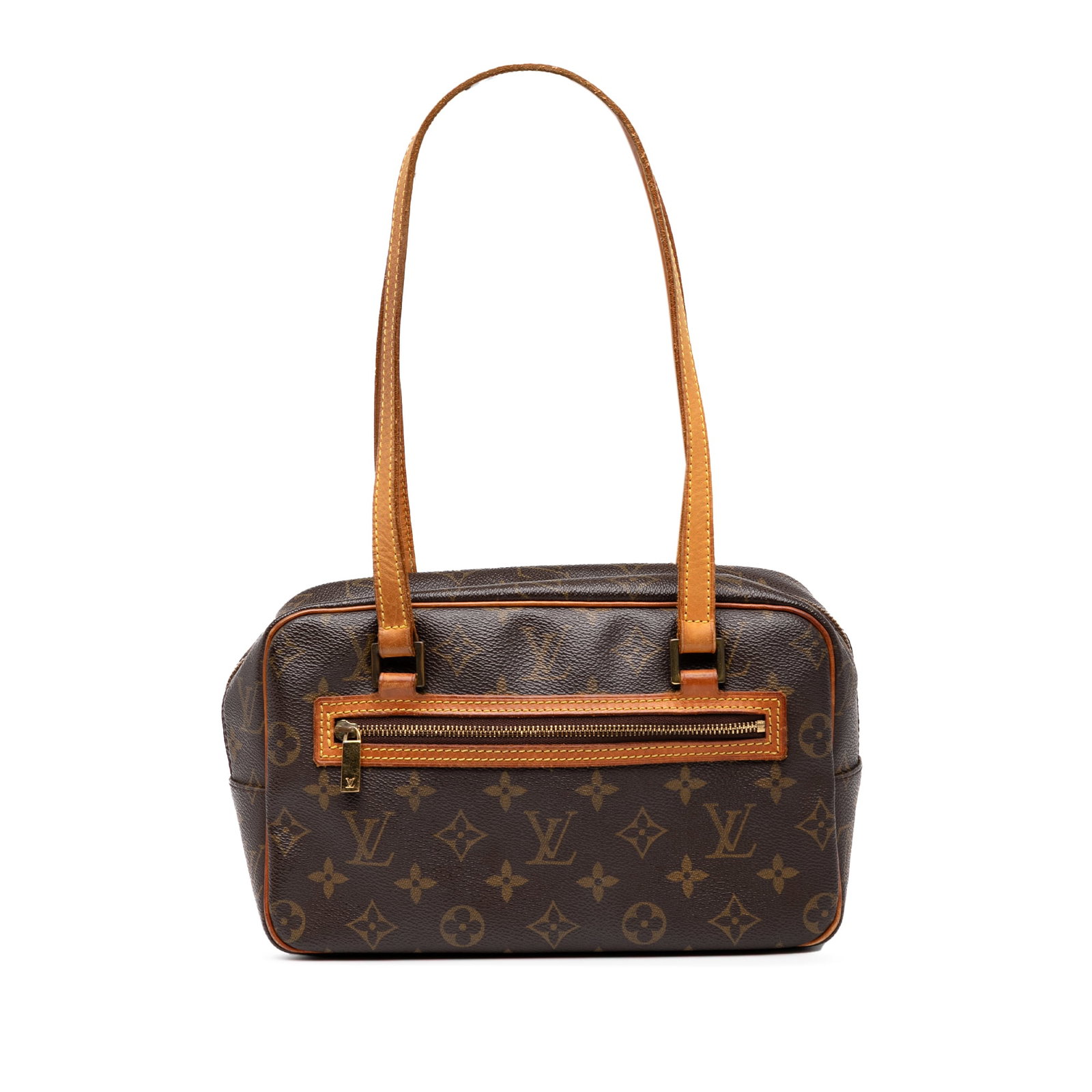Louis Vuitton Monogram Cite MM Shoulder Bag with Vachetta Trim: Louis Vuitton Monogram Cite MM Shoulder Bag with Vachetta Trim The Louis Vuitton Monogram Cite MM is a stylish handbag crafted from durable monogram canvas, complemented with vachetta leather trim. Th
