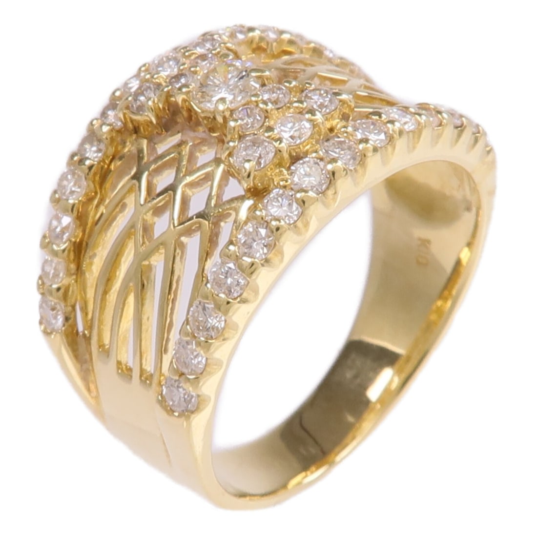 18K Yellow Gold Womens Diamond Ring Size 6.75 (1 of 8)