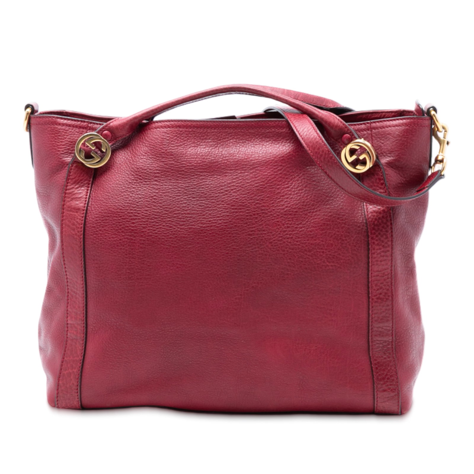 Red Leather Medium Miss GG Satchel Bag by Gucci with Detachable Strap: Red Leather Medium Miss GG Satchel Bag by Gucci with Detachable Strap This Gucci Medium Leather Miss GG Satchel features a red leather body with rolled leather handles and a detachable flat leather st