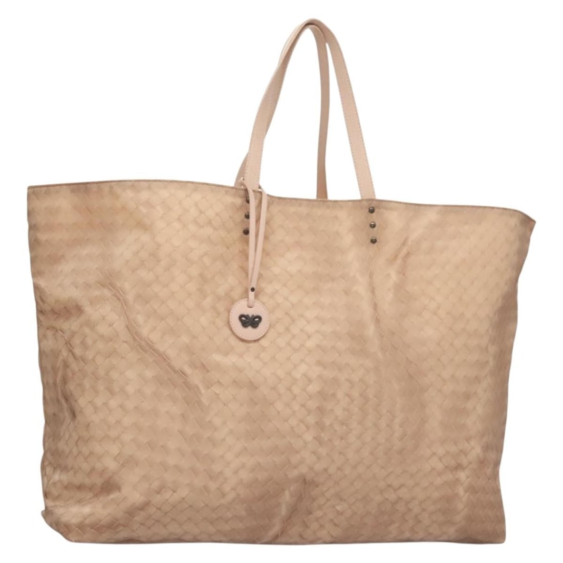 Bottega Veneta Beige Nylon Tote Bag Made in Italy: Bottega Veneta Beige Nylon Tote Bag Made in Italy This Bottega Veneta Tote Bag is crafted from durable nylon and features a stylish beige exterior. Measuring approximately 17.7 inches in length, 13.0 