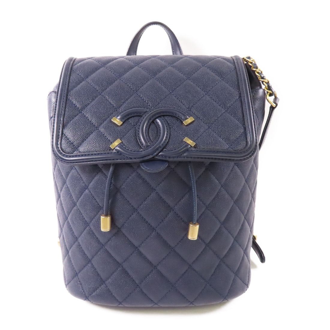 CHANEL Navy Calfskin CC Chain Rucksack Backpack GHW (1 of 17)