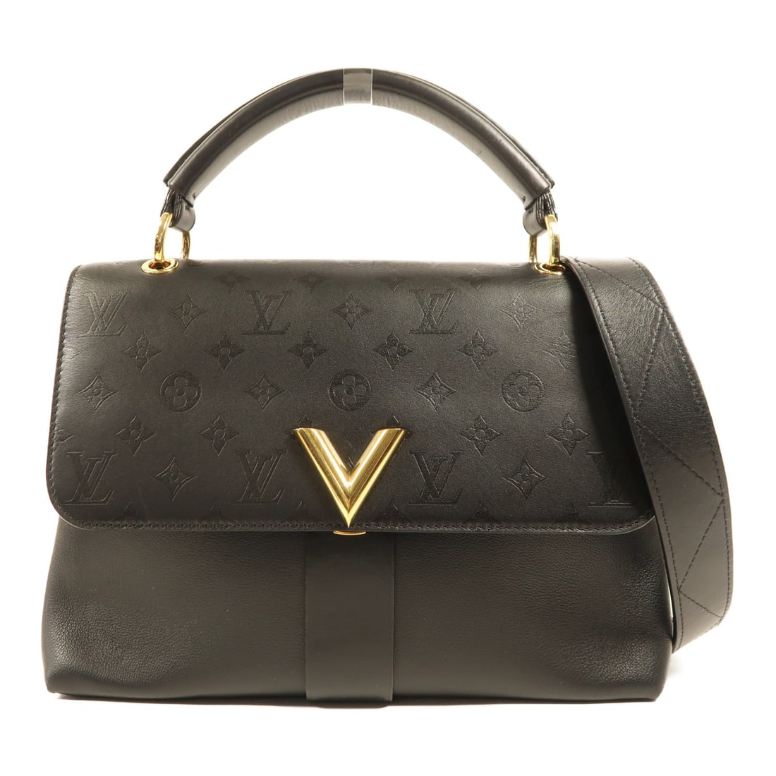 Louis Vuitton 2 Way Shoulder Bag M51989 Black Calfskin Leather GHW: Louis Vuitton 2 Way Shoulder Bag M51989 Black Calfskin Leather GHW This exquisite Louis Vuitton 2 Way Bag combines elegance and functionality, crafted from premium black calfskin leather. Perfect for 