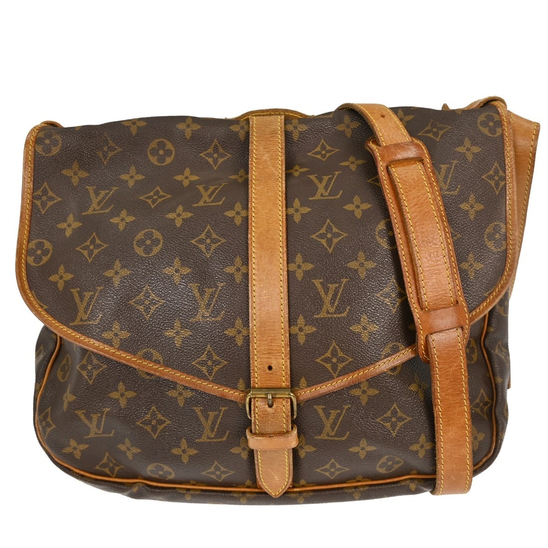 Louis Vuitton Saumur 35 Monogram Canvas Messenger Shoulder Bag M42254: Louis Vuitton Saumur 35 Monogram Canvas Messenger Shoulder Bag M42254 This Louis Vuitton Saumur 35 messenger shoulder bag features the iconic monogram canvas leather exterior with brown leather crossb