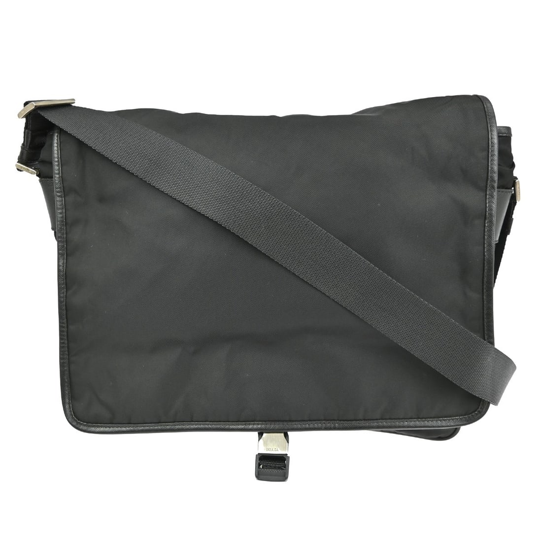 Prada Large Black Nylon Shoulder Bag Model V158 10: Prada Large Black Nylon Shoulder Bag Model V158 10 This Prada black nylon shoulder bag features a large size and a sleek, casual design. The bag is accented with the Prada logo and offers black handle