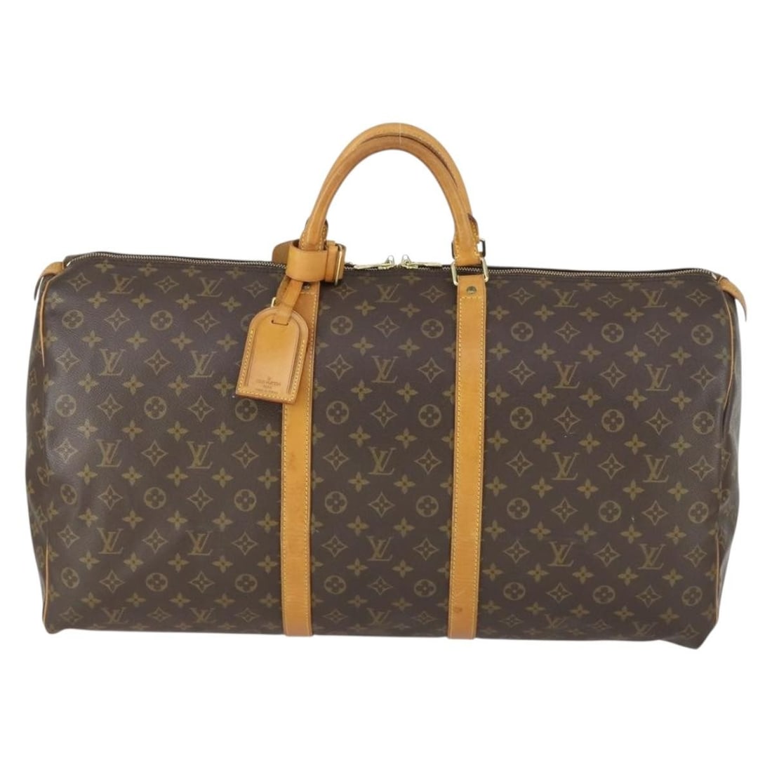 Louis Vuitton Keepall Unisex Brown Canvas Travel Bag 60cm: Louis Vuitton Keepall Unisex Brown Canvas Travel Bag 60cm This Louis Vuitton Keepall Bag showcases the iconic Monogram Canvas in a classic brown color. Designed as a unisex travel accessory, it is cra