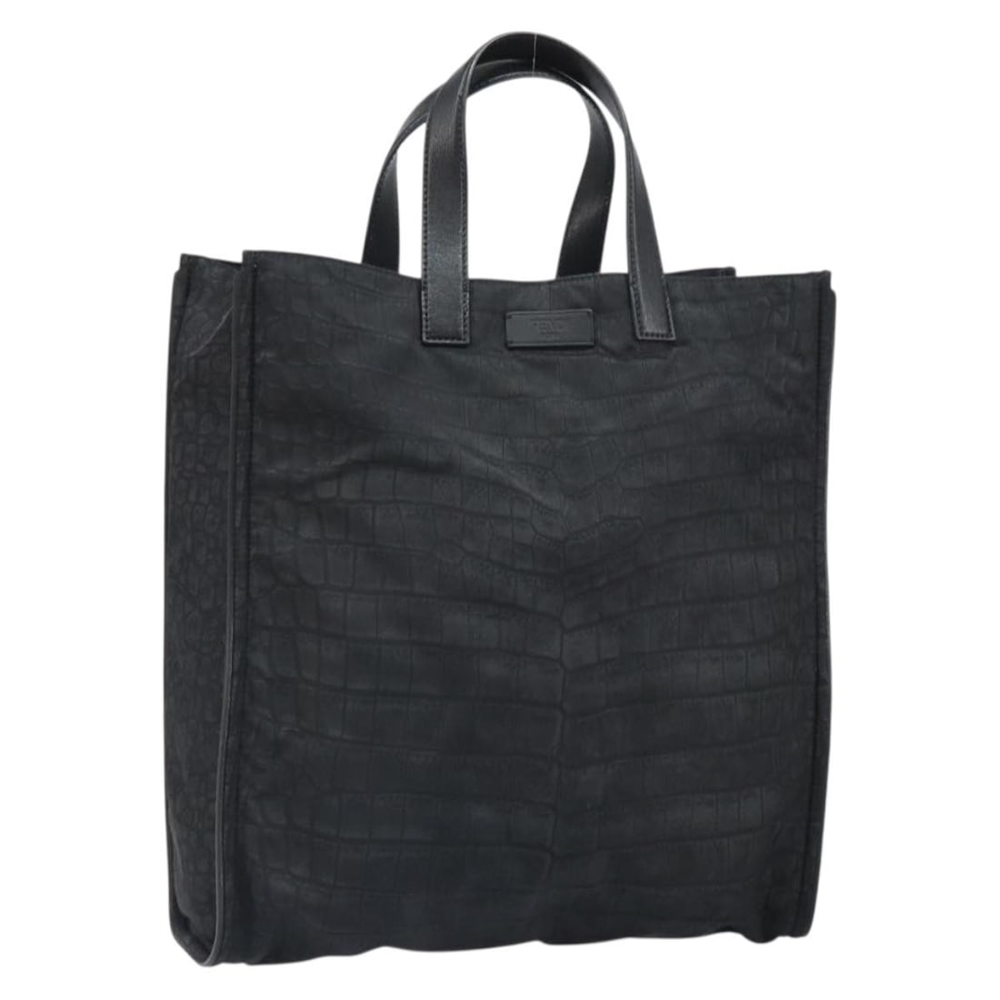 Fendi Black Nylon Handbag with Silver Accents and Dust Bag: Fendi Black Nylon Handbag with Silver Accents and Dust Bag This FENDI handbag features a sleek black and silver design crafted from durable nylon. Made in Italy, the bag has a roomy interior and comes